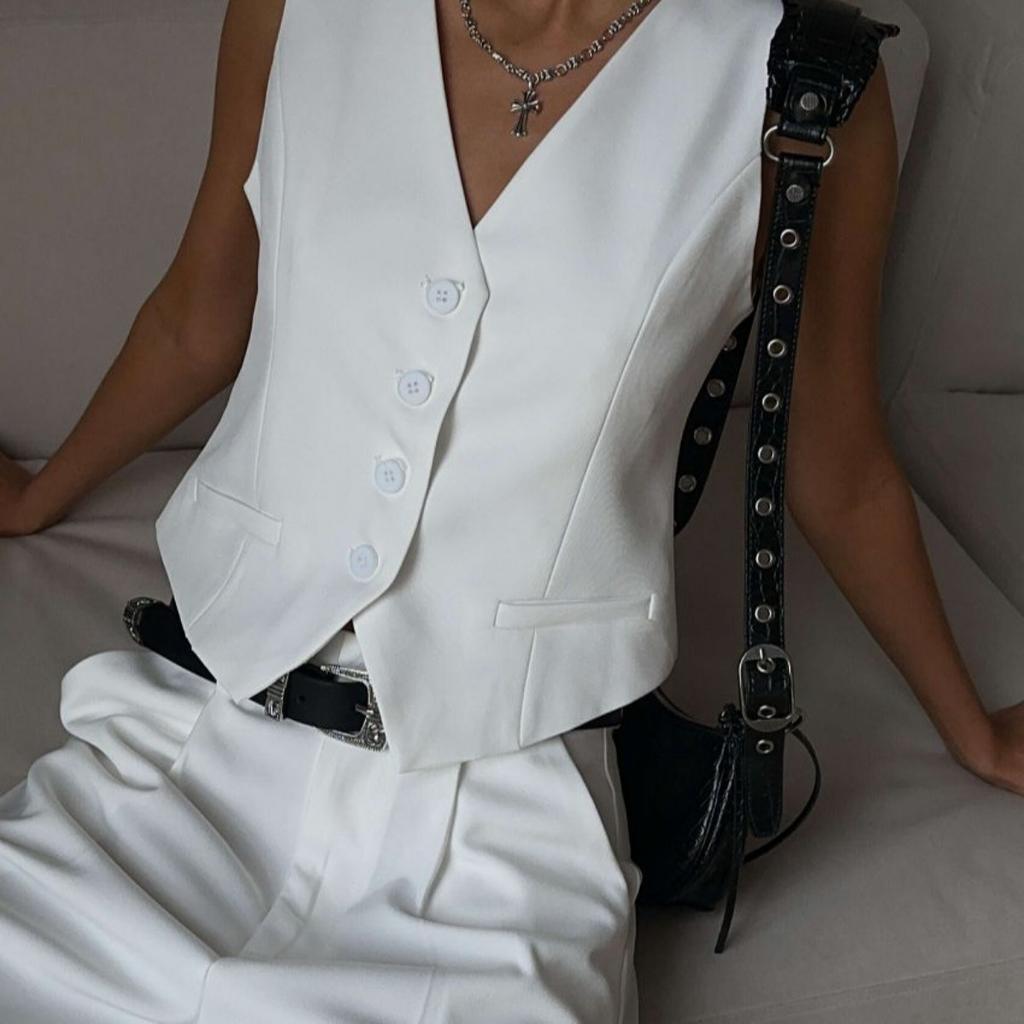 Spring Summer Women's Vest Waistcoat Suit Set V Neck Single Breasted Vest + Straight Suit Shorts Fashion Casual Outfit European American Style