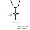 Black Cross Necklace for Men Boys,70cm Metal Bead Long Chain Collars,Faith Prayer Jewelry Gift