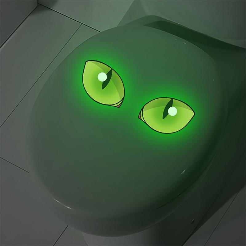 Creative Glow-In-The-Dark Eyes Waterproof Stickers Glowing Toilet Stickers Decals Perfect For Home Bathroom Wall Decoration