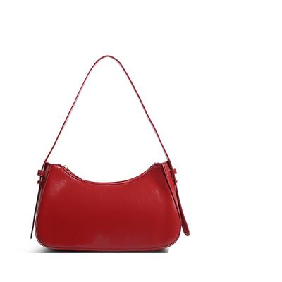 Bolsa Vermelha Texturizada de Bolsas de Axila com Bolsas de Mão Simples Elegantes e Bolsas de Ombro de Temperamento Versátil