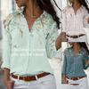 Spring Summer Floral Print Blouse Women Long Sleeve Lapel Loose Shirt Plus Size Top Button Up