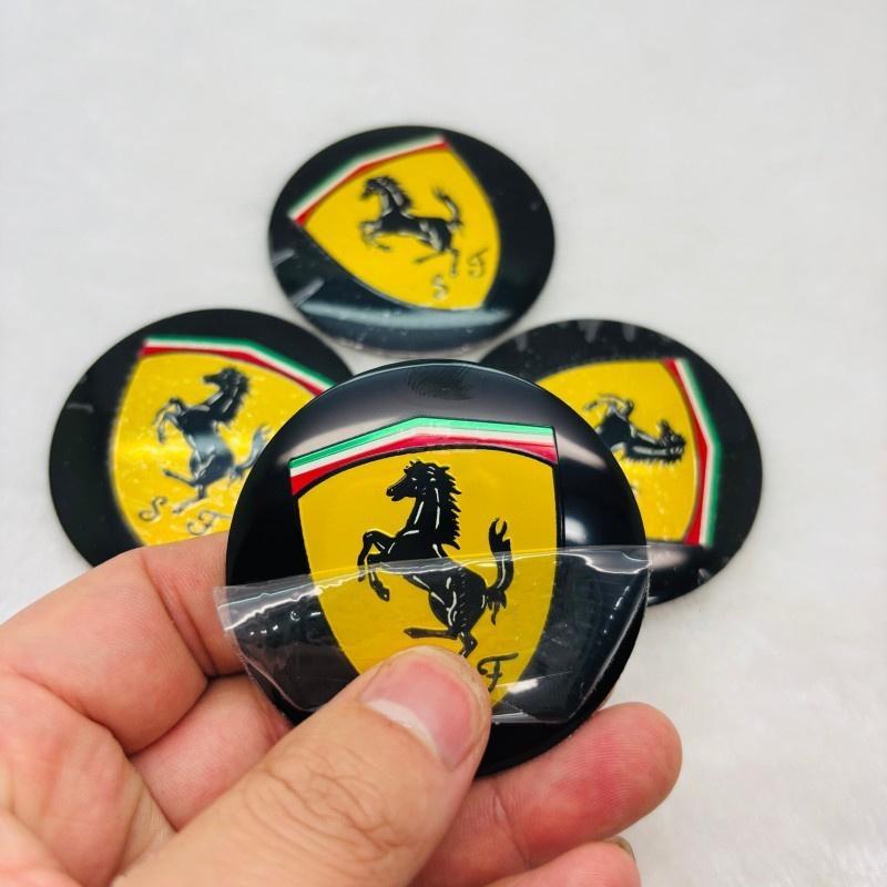 4PCS/Set 56mm/60mm/65mm For Ferrari Horse Donkey Badge Emblem Car Wheel Hub Center Cap Rim Cover Decoration Stickers Accessories MQ0