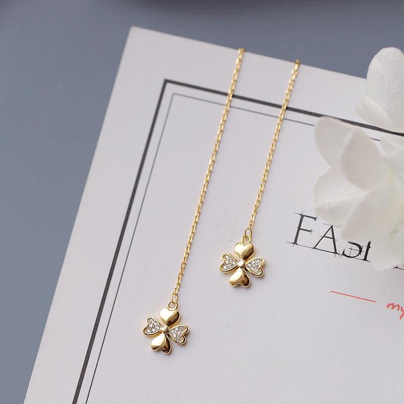 

Женский простой ювелирный подарок из стерлингового серебра 925 пробы с изображением клевера и ушей