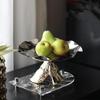 Circular Stainless Steel Storage Tray, Metal Tray, Pleated Wave Art Fruit Tray, Living Room Decoration, Kitchen Organizer