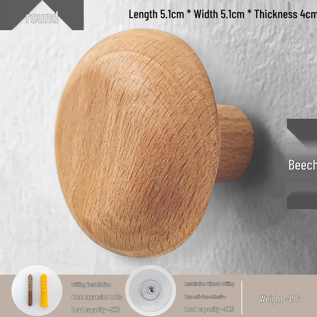 Nordycki Haczyk bez wiercenia z drewna orzechowego: Wieszak na ubrania i kapelusze za drzwiami