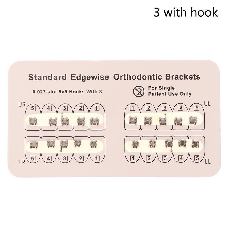 

20 шт./уп. Стоматологические брекеты Ортодонтические брекеты Плюс Металлические Мини Стандартные Сетчатое основание Roth/Mbt 0.022/0.018 Крючки 3-4-5