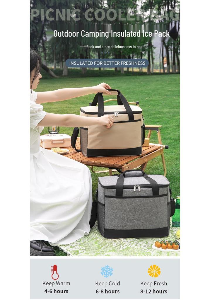 Foldable Large Capacity Insulated Bag - Handheld Cold Storage for Camping & Picnics
