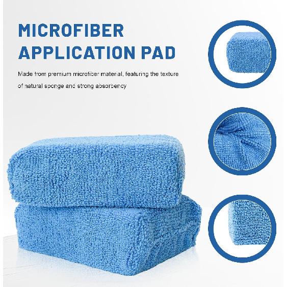 2 PCS Microfiber Applicator Pads, Scratch-Free Sponge Pads for Effortless Car Detailing Polishing, Ultra-Soft Buffing Sponges Cleaning Pad for Most