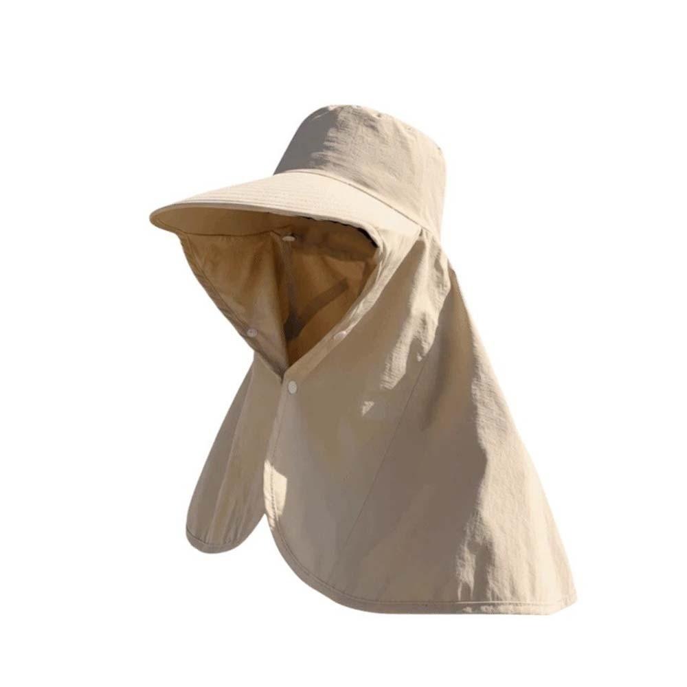 

Solid Color Shawl Fisherman Hat Wide Brim Women Sun Cap Simple Hiking Bucket Hat Travel бежевый