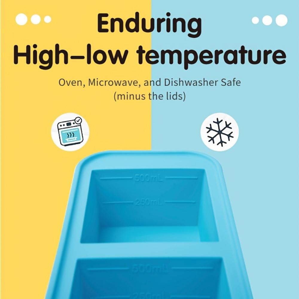 Large Silicone Food Safe Freezer ,Oven Safe Storage Box with Transparent Lid , Multi Purpose Ice Maker , Baking Tray, Dishwasher Safe