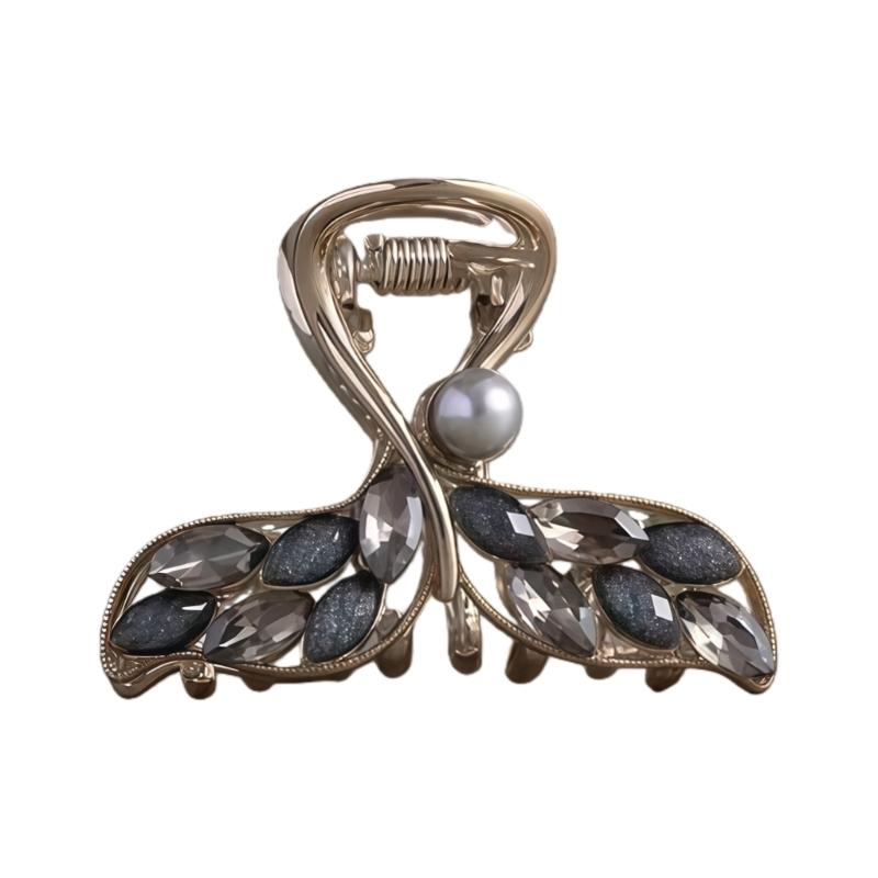 

Elegant French Crystal Hair Clip With Fish Tail Design Secure Hair Claw Clip For Women Special Occasion And Everyday Use золотий