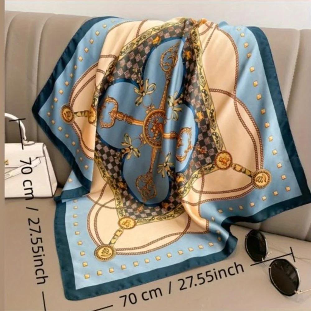 Ladies Fashion Scarf 70X70Cm, New Silk Satin Square Scarf, Elegant Women'S Accessories, Suitable For All Seasons
