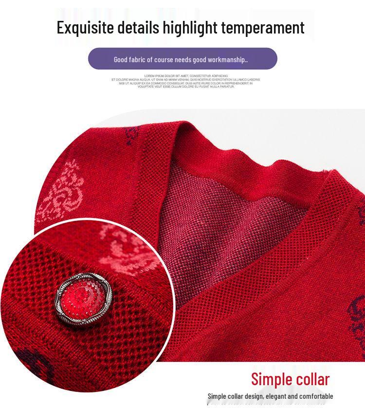 Elderly Women's Knitted Vest - Spring, Autumn & Winter Cardigan for Grandma and Mom
