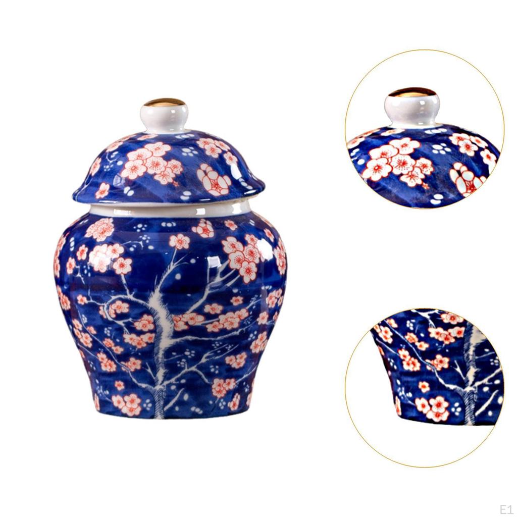 Chinese Porcelain Flowers Tea Canister Ginger Jar 250ml Storage Decorative Vase for Bedroom