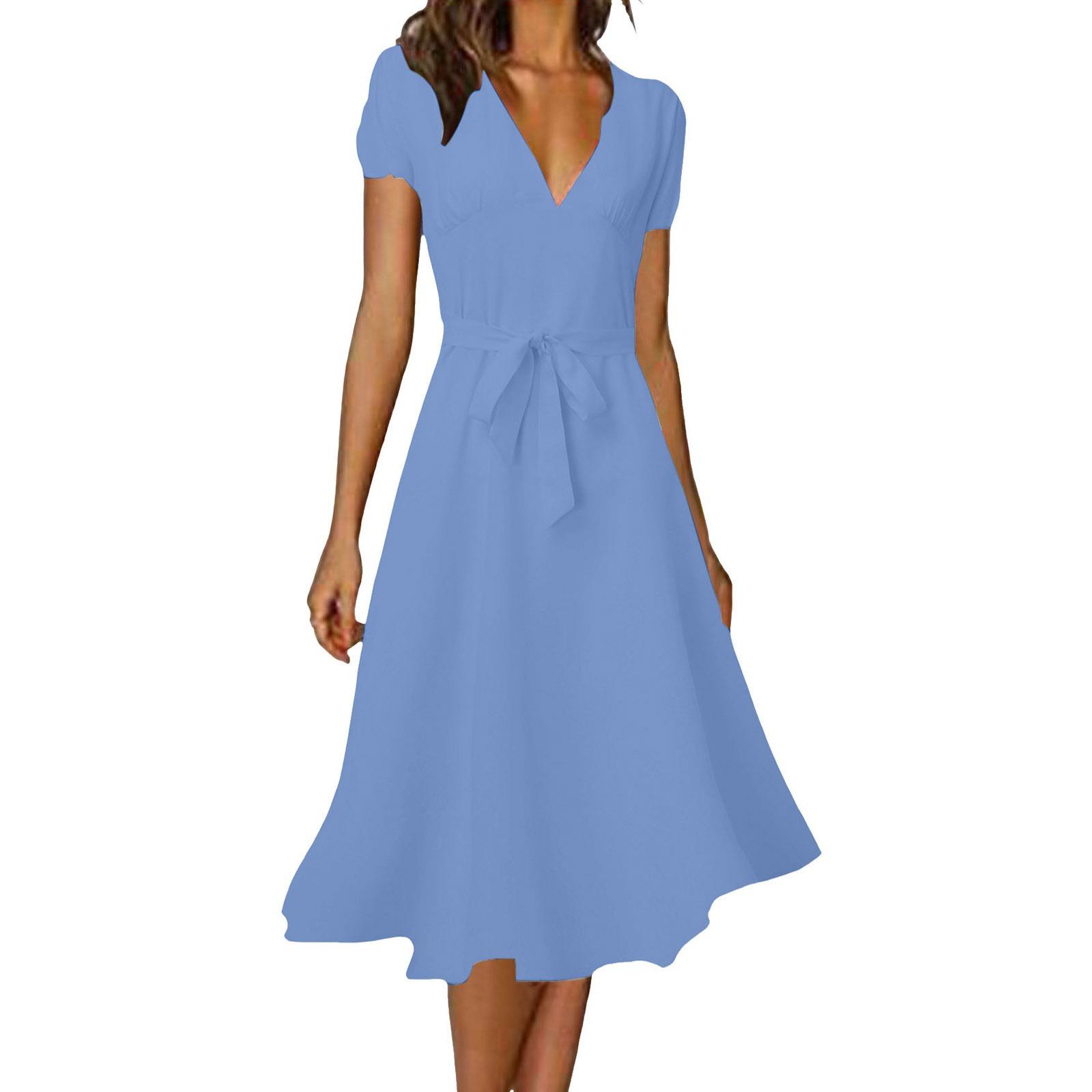 

IHUASU Жіноча модна сексуальна сукня з V-подібним вирізом, приталена шнурівка, широка спідниця, жіноча спідниця-трапеція XXL