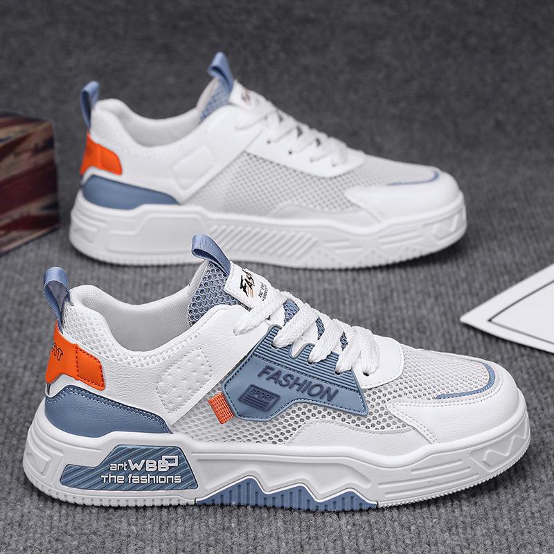 Men's Summer 2024 Trendy White Mesh Sneakers: Breathable and Stylish