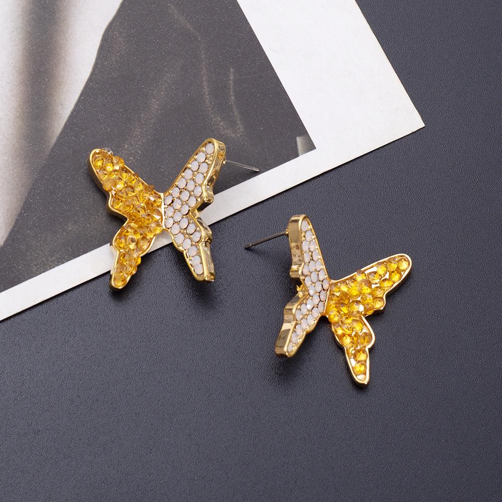 

Korean Style Rhinestone Butterfly Stud Earrings серебряный