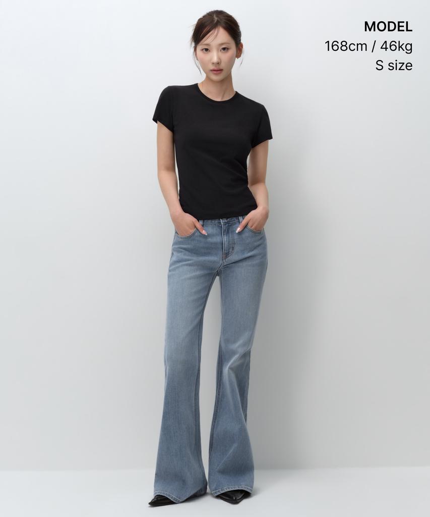 MUSINSA STANDARD WOMAN Women'S Slim Crew Neck Bra T-Shirt [Black]