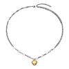 Geometric Heart Design Versatile Women's Necklace Personality Gold and Silver Color Block Pendant Chain
