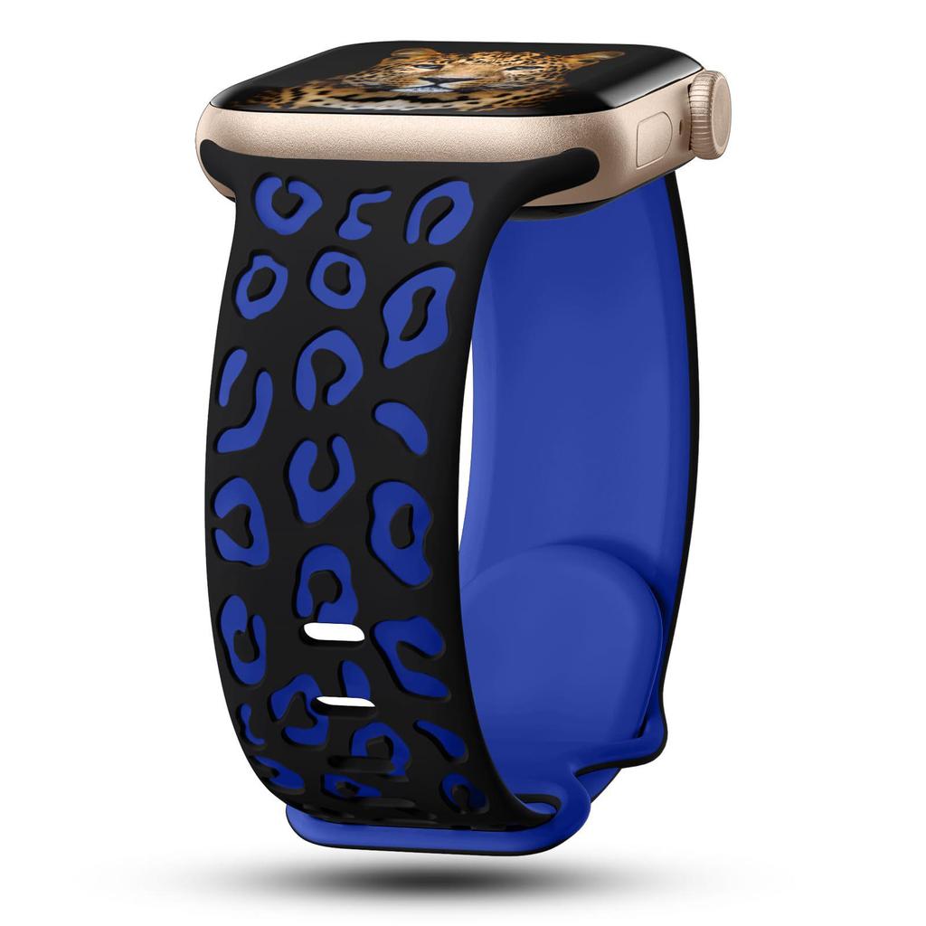 Apple Watch 10 S9 Ultra Sports Leopard Print Laser-Engraved Two-Color Silicone Wristband