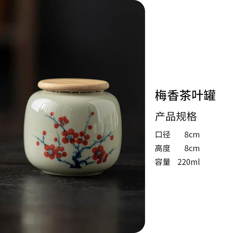 1PCS Chinese Style Ceramic Hand Painted Tea Jar Household Small Portable Sealed Moisture-proof Tea Storage Bottle 2025 New