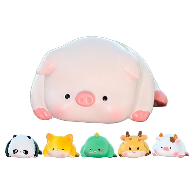 Creative Style Animal Figurines Dashboard Ornament 6 PCS Resin Cartoon Ornaments Cute Car Decor Accessories for the Car