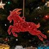 2D Acrylic Glitter Goat Pendant Creative Animal Christmas Ornament for Xmas Tree New Year Party Decoration