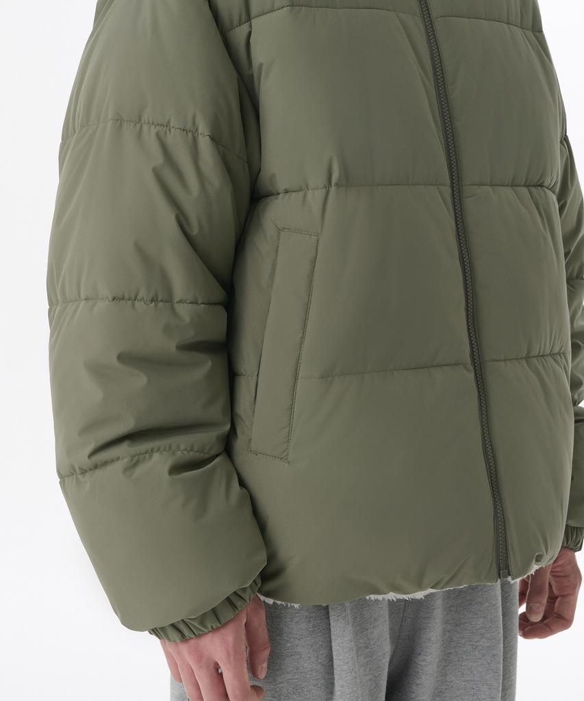Musinsa Standard Daily Puffer Reversible Fleece Short Padded Jacket [Khaki/Cream]