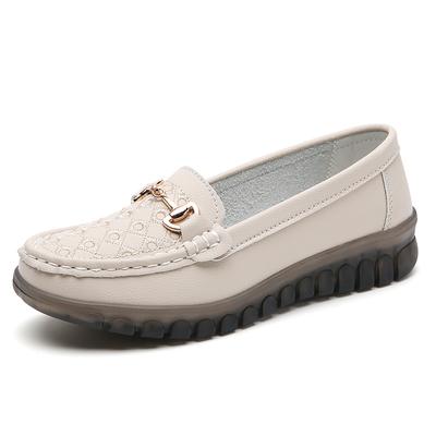 Women's Leather Lightweight Anti-slip Wear Soft Sole Casual Flat Comfortable Loafer Sports Shoes Plus Size 42 Work Walking Shoes