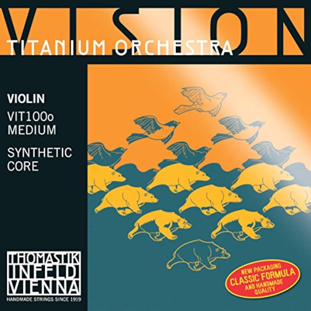 THOMASTIK Vision Titanium Solo Vision Titanium Solo Violin Strings G Line Synthetic Core 4/4 Silv...