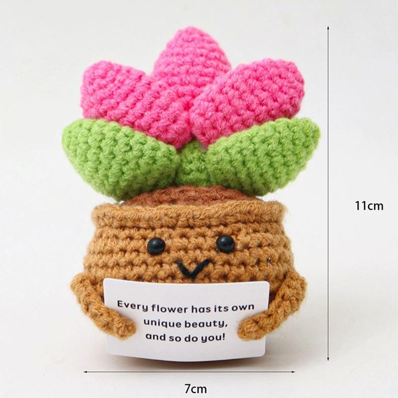Positive Energy Potato Pocket Hug Handmade AnimalCrochet Mini Doll Funny Wool Gift for Friends or Lover Emotional Support Plant