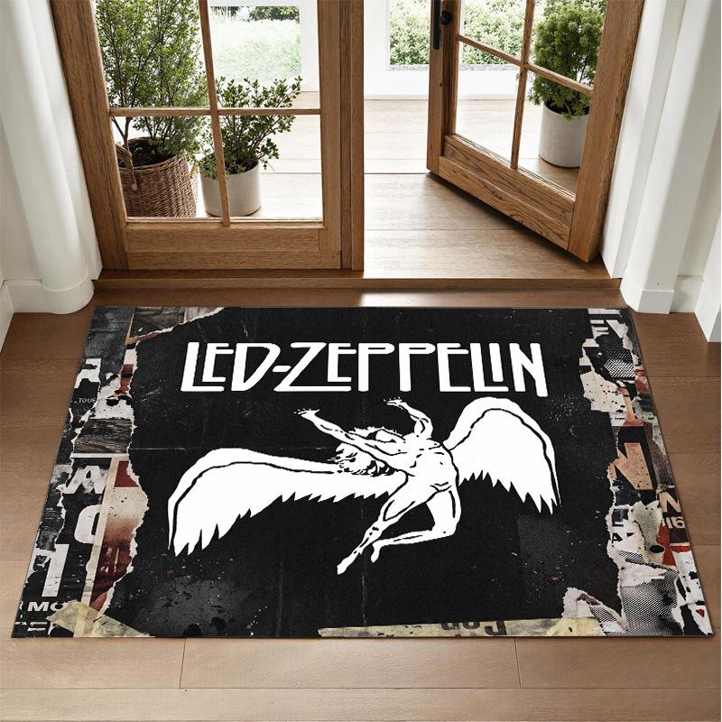 Led Zeppelin Design Crystal Velvet Rug Soft Decorative Mat for Bedroom Entrance