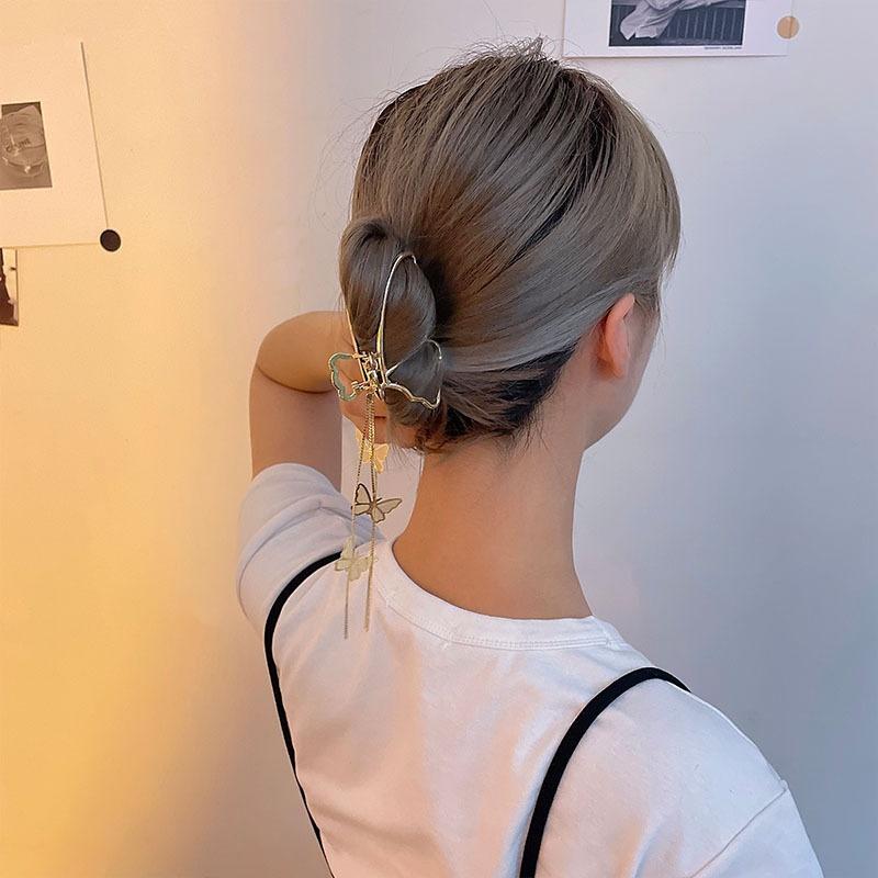 New Hollow Butterfly Hairpin Pearl Tassel Hairpin Women's Girls Retro Metal Gold Hairpin Jewelry Accessories