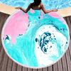Marble Round Beach Towel with Tassels, Microfiber Quick Dry Beach Blanket Circle Swim Pool Towel Yoga Mat Meditation Picnic Rug