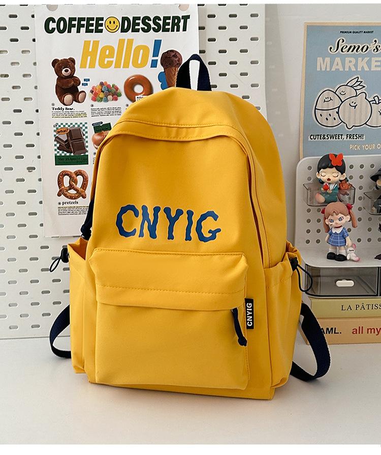 School Bag for Girls, Junior High and High School Students, Japanese Vintage Large Capacity Letter Casual Student Backpack, Lightweight and Versatile