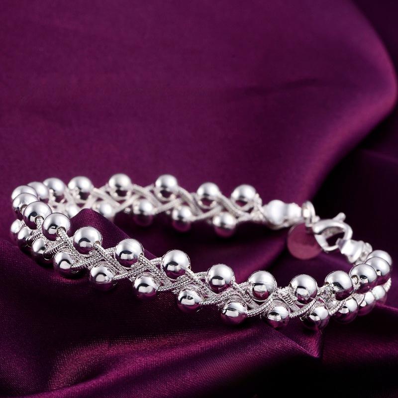 S925 silver fashionable and creative exquisite silver jewelry ethnic style woven light bead bracelet