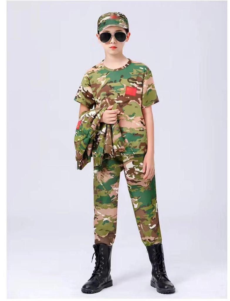 Çocuk Kamuflaj Askeri Üniformaları (Erkek ve Kız Çocukları İçin) - Anaokulu Eğitimleri, Yaz Kampları veya Okul Gösterileri İçin Mükemmel.