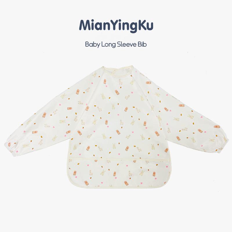Waterproof Long Sleeve Baby Bib - Oil-Proof, Cotton Coverall for All Seasons.