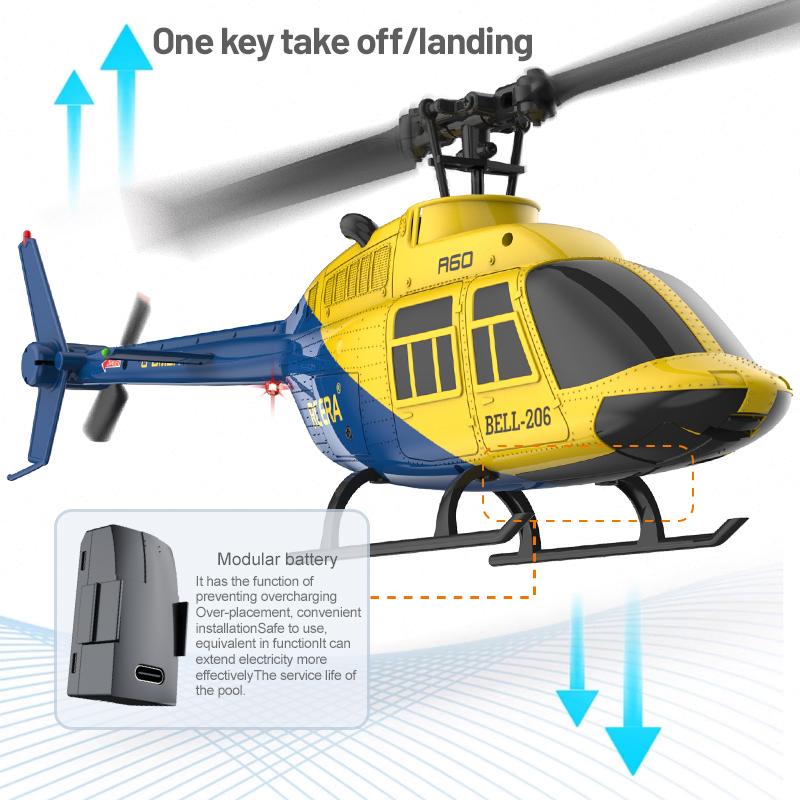1: 42 A60 RC Helicopter Four Channel Single Blade Aileron Free  BELL206 Helicopter With Gyroscope RC Toy Children Gifts