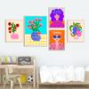 Colorful Boho Living Room Home Decor Positive Kind Girl Quote Poster Picture Wall Art Print Abstract Pink Flower Canvas Painting