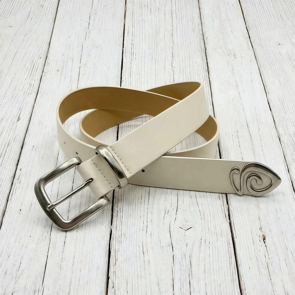 

High Quality Retro Buckle Women s Belt Simple Style Luxury Versatile Waist Belt PU Leather Solid Color Business Waistband Unisex білий