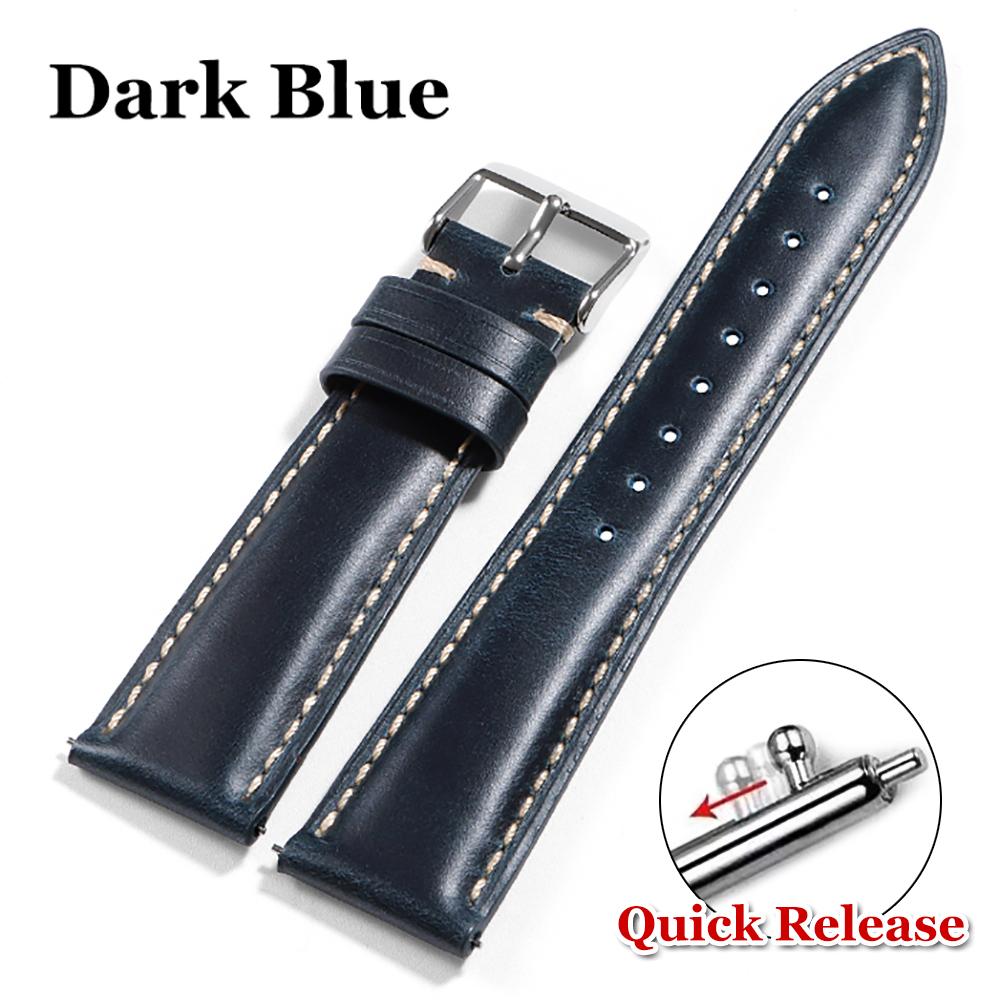 18mm 19mm 20mm 21mm 22mm for Omega Vintage Oil Wax Leather Watch Strap Brown Pin Buckle Head Layer Cowhide Watchband Accessories