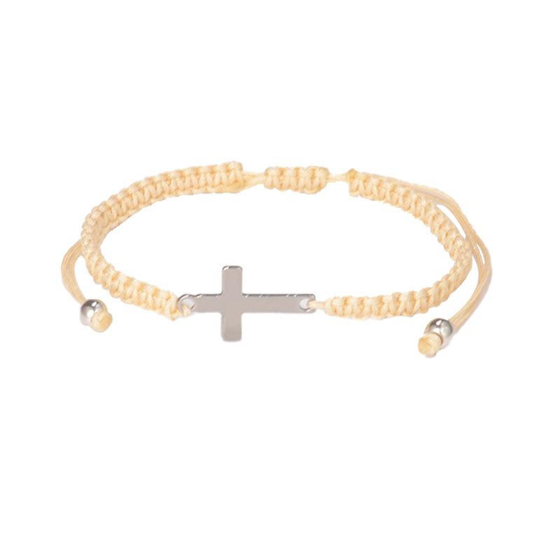 Handmade Woven Titanium and Steel Cross-shaped Bracelet Jewelry for Couples, Bracelet Cord