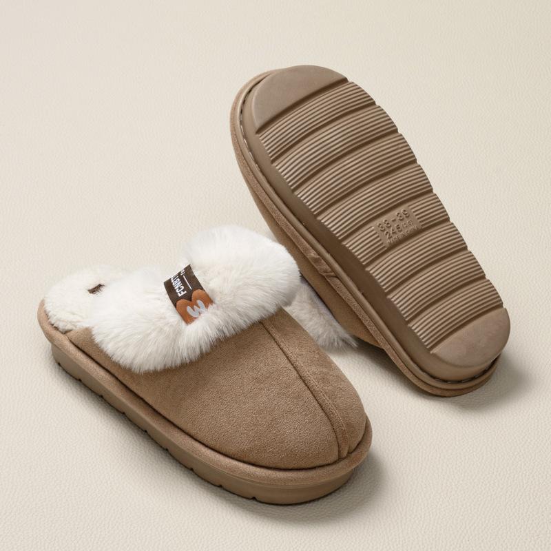 Suede Cotton Slippers Autumn and Winter 2025 New Warm Plush Indoor Home Thick Bottom Outer Wear Fluff Mop