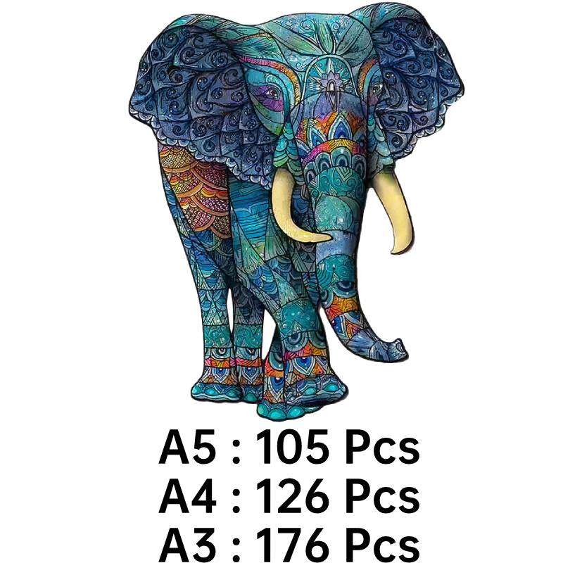 

Shape Animal Jigsaw Puzzles Wooden Pieces Collection Adult Kids Educational Toy Elephant,A5