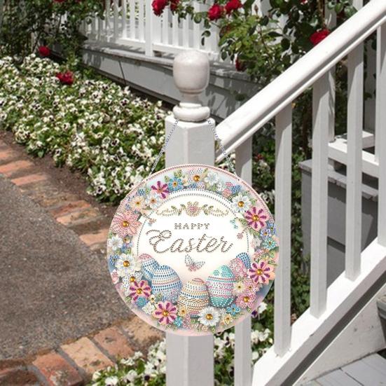 

DIY горный хрусталь художественный кулон акриловый двухсторонний пасхальное яйцо подвесное украшение искусственный бриллиантовый орнамент для домашнего офиса стены двери декор разноцветный