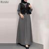 ZANZEA Abito Lungo Casual da Donna Girocollo Maniche Lunghe Largo Patchwork