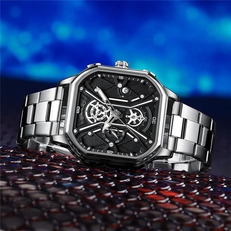 CRRJU Neue Lederarmband Herrenuhr 2313 Stahlarmbanduhr Einfache Geschäftspersönlichkeit Männer Mode Wasserdicht