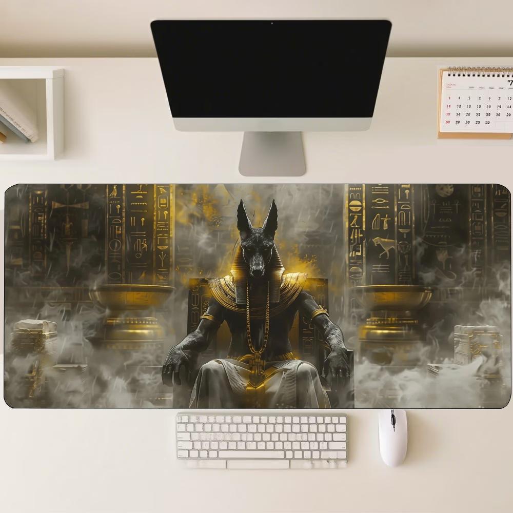 Anubis Ancient Egyptian Mythology Art Large Gaming Mouse Pad Non Slip Rubber Desk Mat For Laptop Keyboard Home Office Workspace