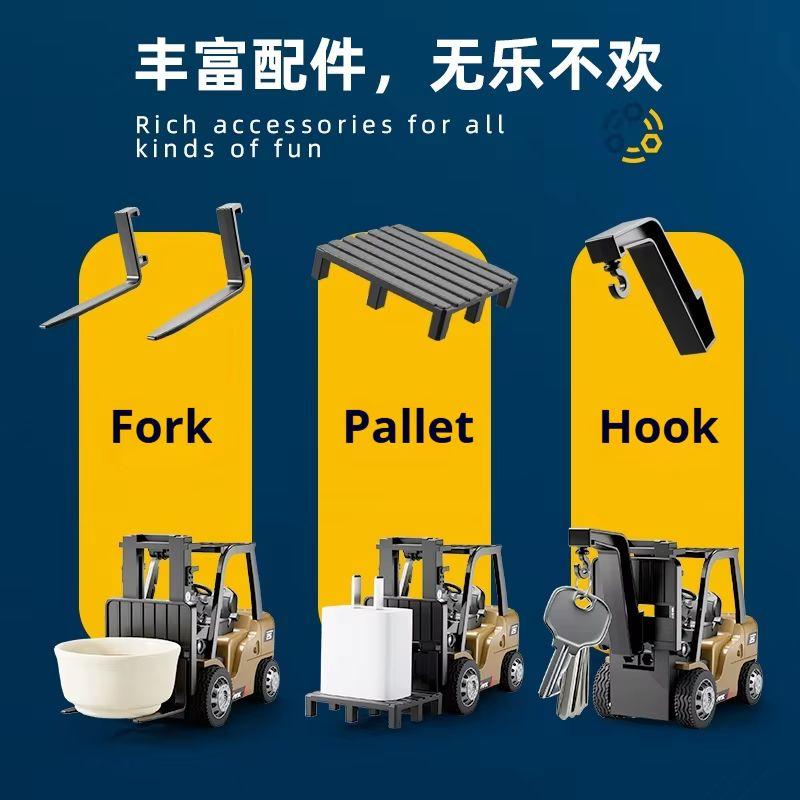 1/64 Rc Forklift Mini Semi-Proportional 2.4g Rc Car Bluetooth Alloy Remote Control Engineering Vehicle Children Toys Ask Nanfeng
